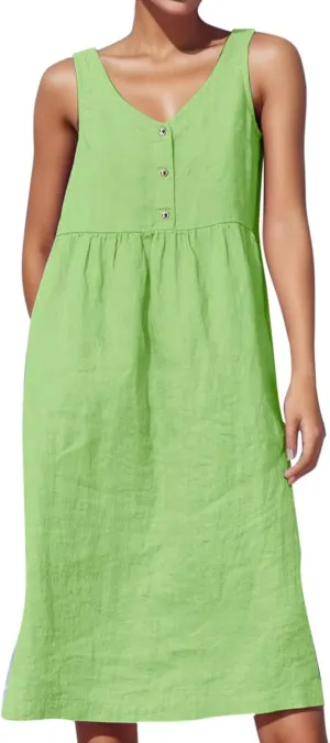 A Line Dresses for Women 2025 Plus Size A Line Mini Dress Solid Midi Summer Dresses Sleeveless Casual Jumper Skirt