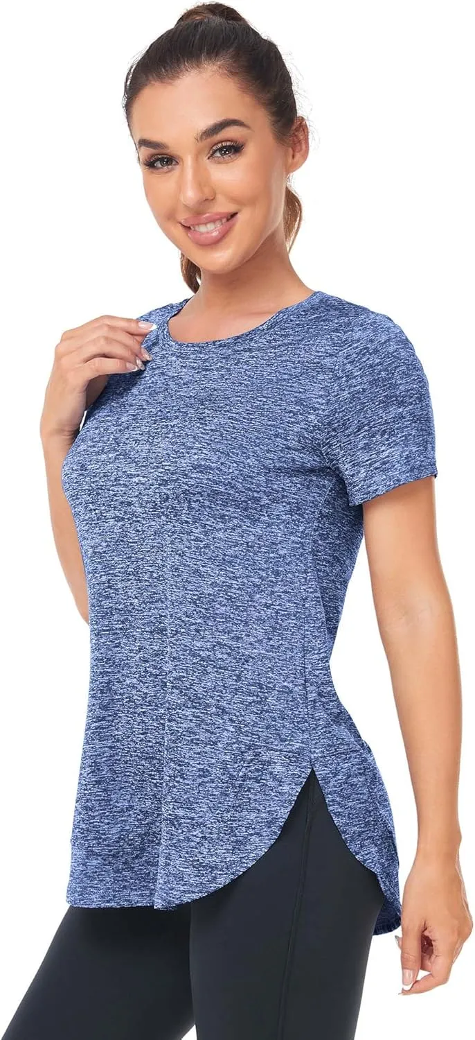 Absttith Women's Short Sleeve Workout Shirts Athletic Casual Tops Quick Dry Gym Soprt Tee Side Split