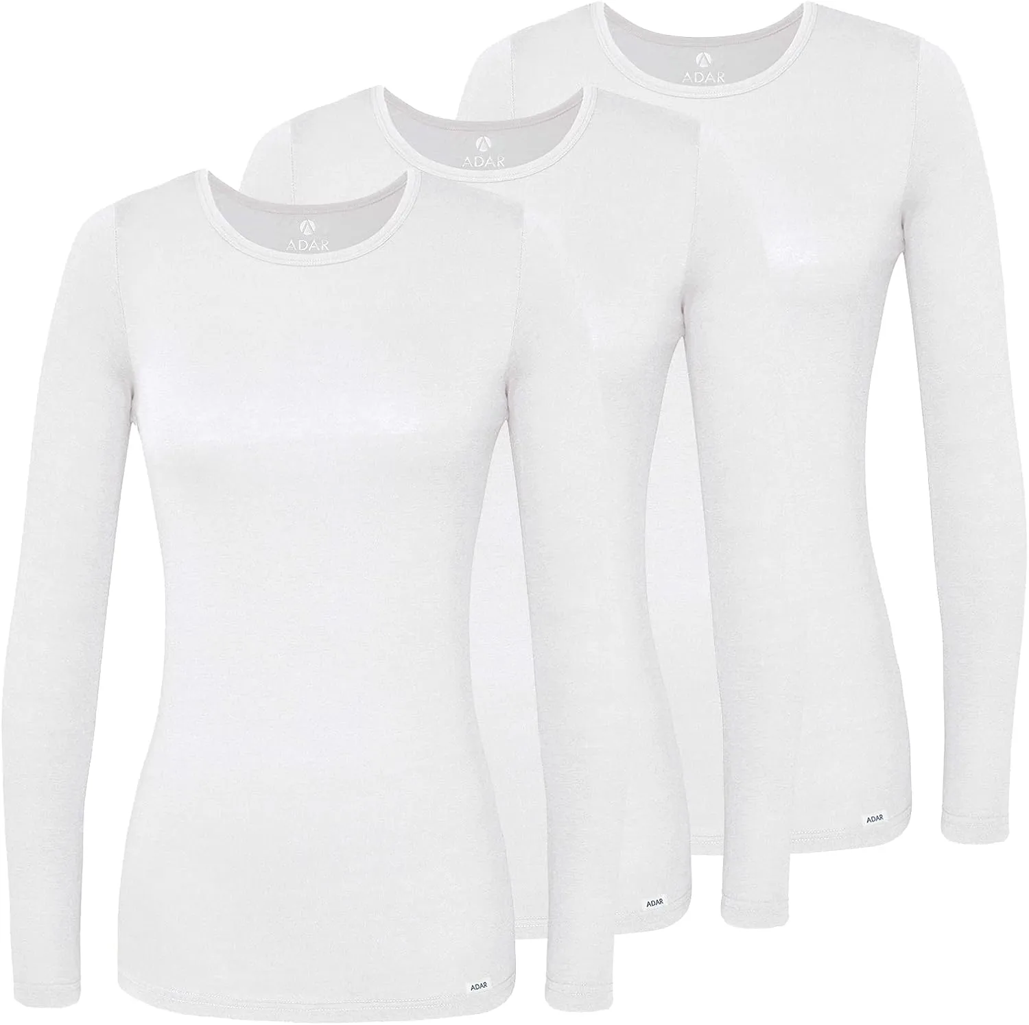 Adar Underscrubs for Women Multi Color 3 Pack - Long Sleeve Underscrub Comfort Tee