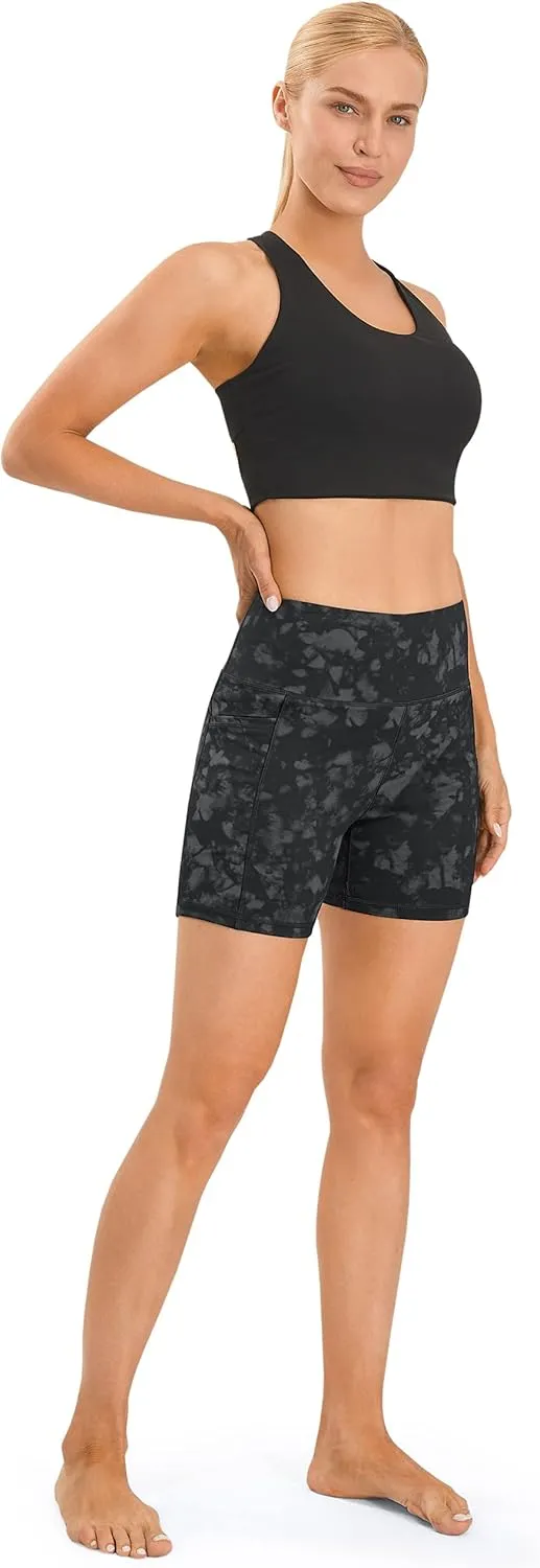 AFITNE Women's High Waist Biker Shorts with Pockets, Tummy Control Athletic Workout Running Yoga Shorts
