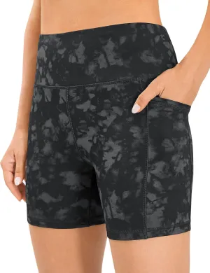 AFITNE Women's High Waist Biker Shorts with Pockets, Tummy Control Athletic Workout Running Yoga Shorts