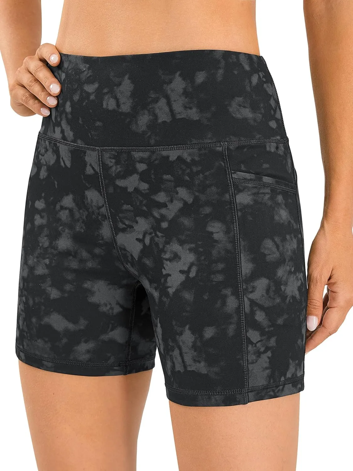 AFITNE Women's High Waist Biker Shorts with Pockets, Tummy Control Athletic Workout Running Yoga Shorts