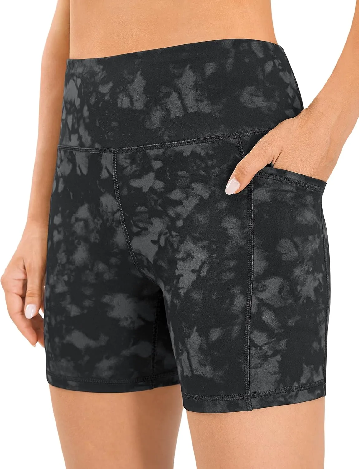 AFITNE Women's High Waist Biker Shorts with Pockets, Tummy Control Athletic Workout Running Yoga Shorts