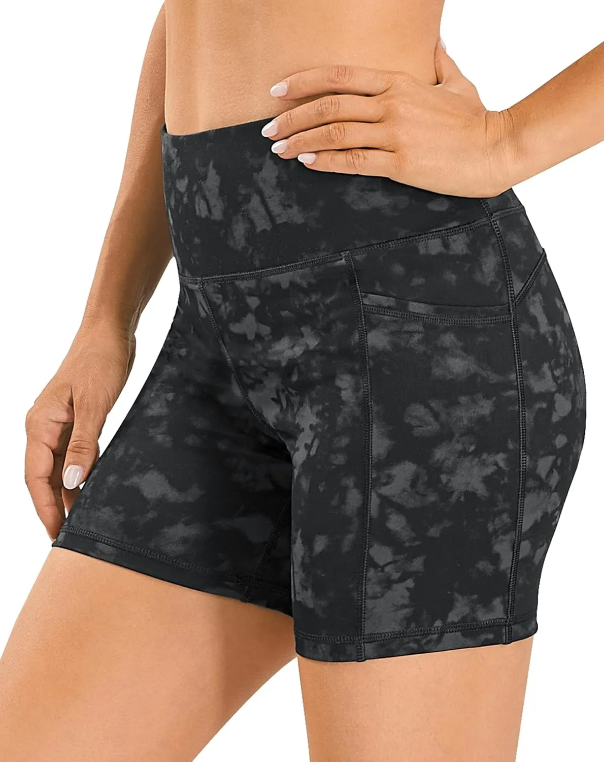 AFITNE Women's High Waist Biker Shorts with Pockets, Tummy Control Athletic Workout Running Yoga Shorts
