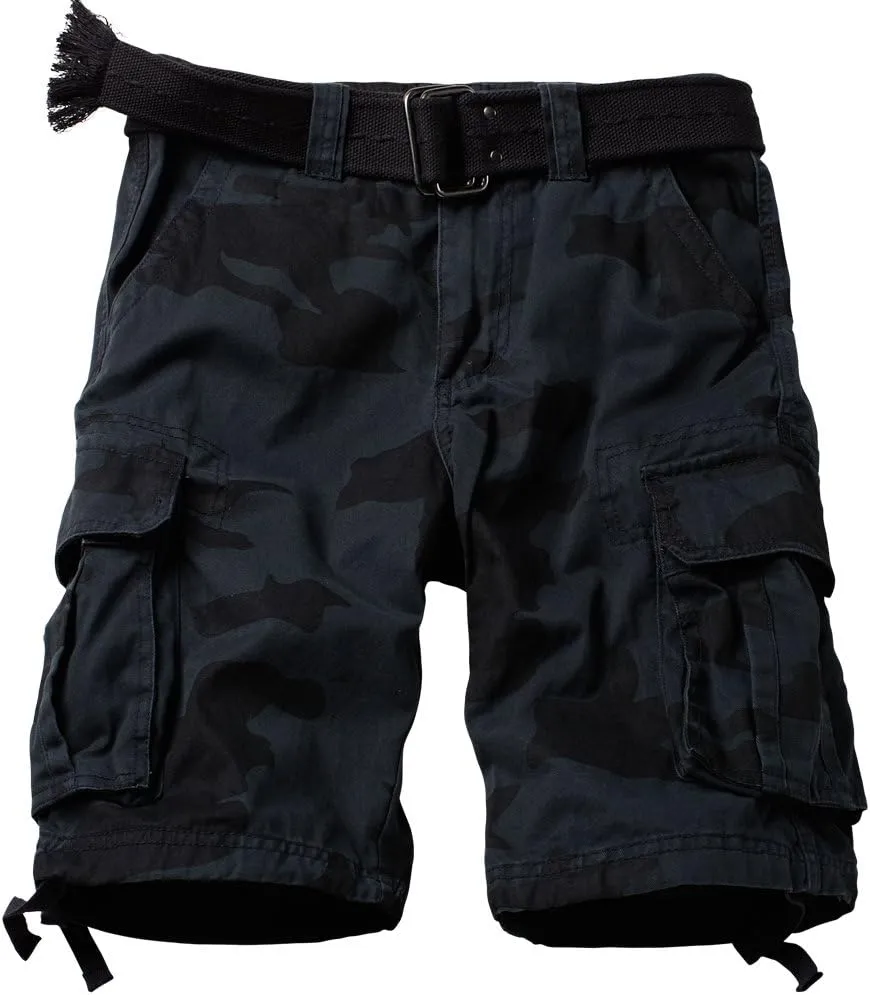 AKARMY Men's Camo Cargo Shorts Outdoor Multi-Pocket Cotton Casual Shorts with No Belt