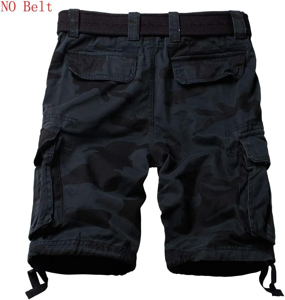 AKARMY Men's Camo Cargo Shorts Outdoor Multi-Pocket Cotton Casual Shorts with No Belt