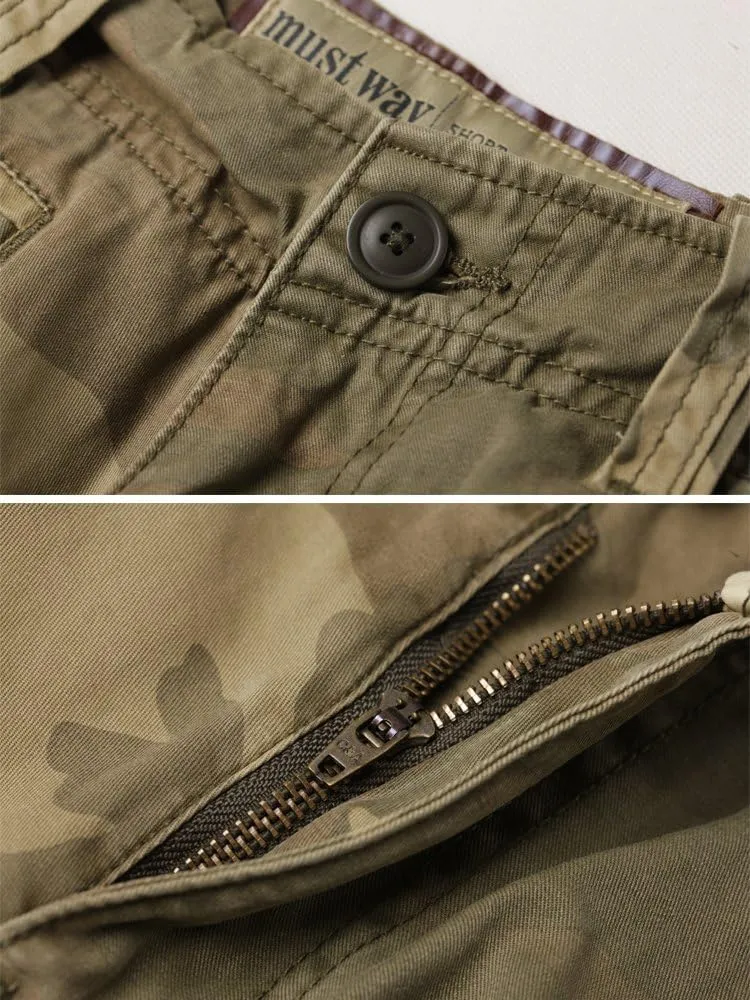 AKARMY Men's Cotton Casual Multi Pocket Outdoor Camouflage Shorts Twill Camo Cargo Shorts(No Belt)