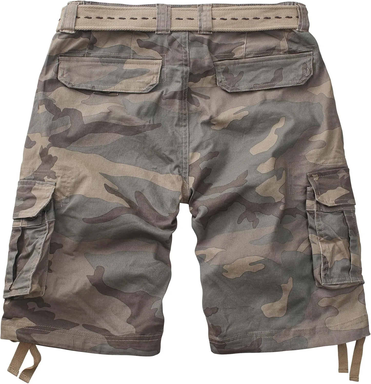 AKARMY Men's Cotton Casual Multi Pocket Outdoor Camouflage Shorts Twill Camo Cargo Shorts(No Belt)