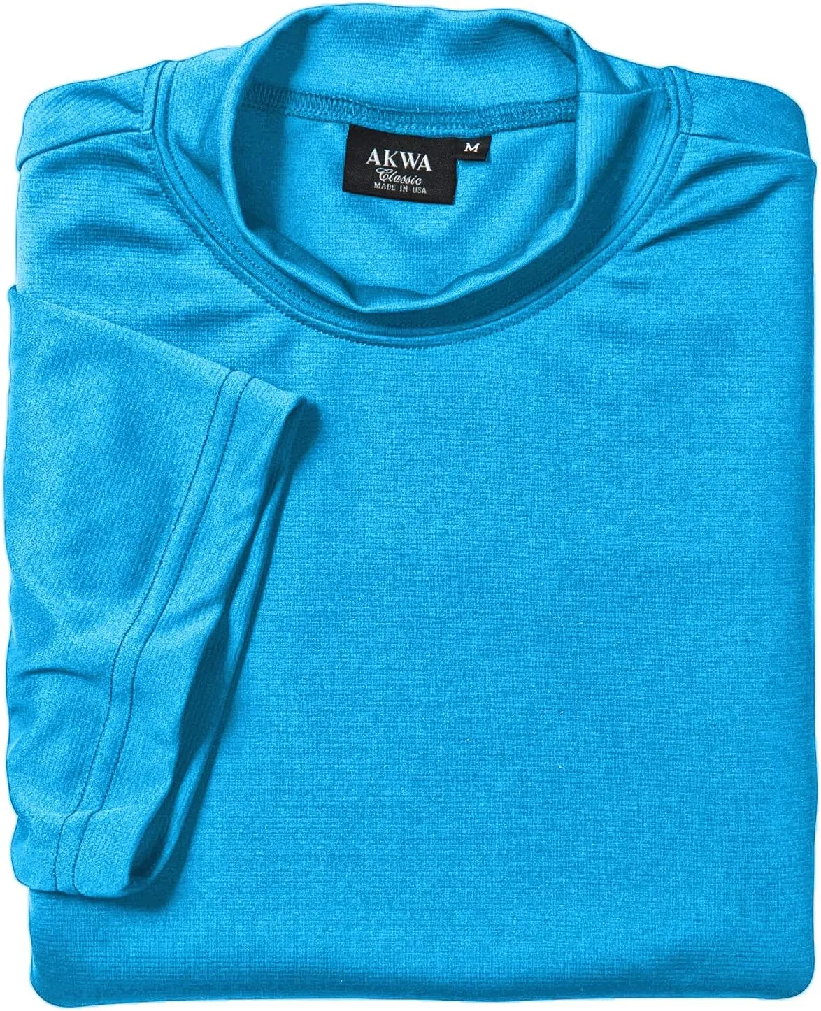 Akwa Men's Moisture Wicking Mock Turtle Tee Made in USA Lightweight Soft T-Shirt Made in USA