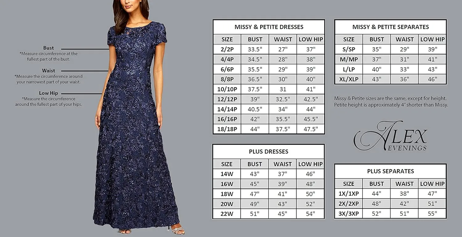 Alex Evenings Women's Plus Size Tea Length Lace Mock Dress
