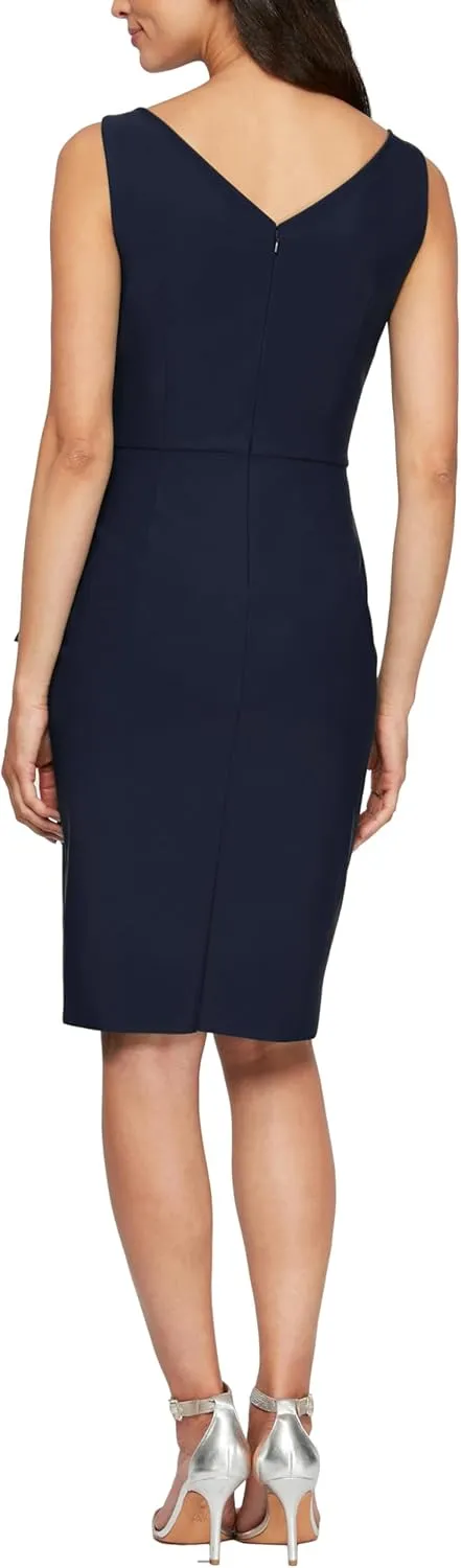 Alex Evenings Women's Slimming Short Ruched Dress with Ruffle (Petite and Regular)