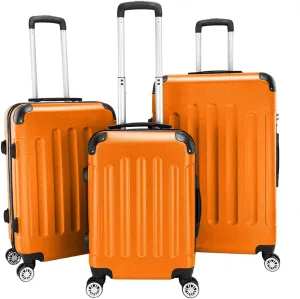 amopacorp 3-in-1 Orange Trolley Case Luggage Set (20", 24", 28") - Lightweight, Expandable, Durable, Easy Clean