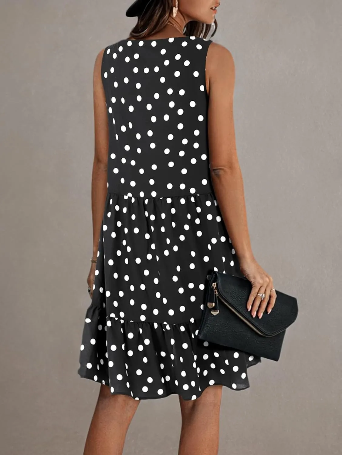 Amoretu Womens Summer Sleeveless Dresses Casual Tunic Ruffle Shift Mini Dress