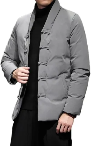 Autumn Winter Men Chinese Style Parka Mens Retro Cotton-Padded Jacket Male Warm Chinese Button Vintage Coats