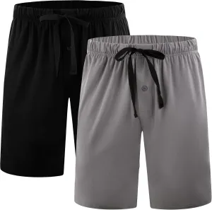 BAMBOO COOL Mens Pajama Shorts Soft Sleep Shorts Comfy Lounge Pajama Bottoms with Pockets