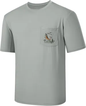 BASSDASH Mens UPF 50  Fishing Graphic T-Shirts Pocket Short Sleeve Shirt Quick Dry UV Sun Protection Casual Outdoor FS46M