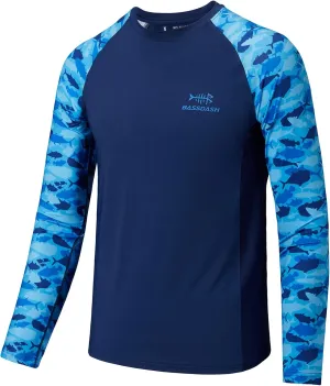 BASSDASH Youth UPF50  Camo Long Sleeve Fishing Shirt UV Protection Quick Dry Tee