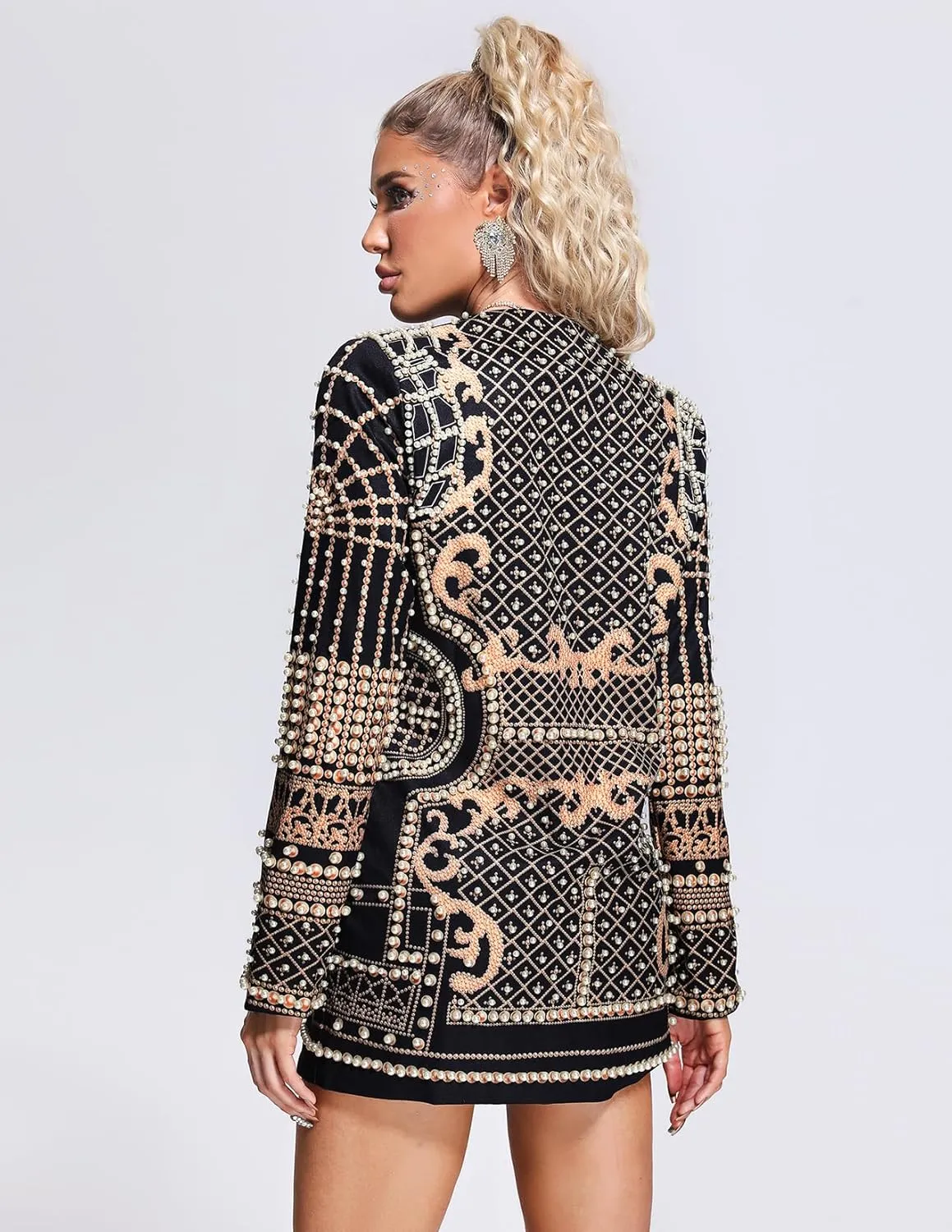 BELLA BARNETT Printed Blazer Dress for Women Blazer Dress Deep V Neck Women Blazer Long Sleeve Blazer Dress