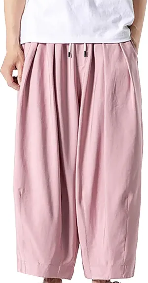 Big and Tall Casual Harem Pants for Men Wide Leg Loose Fit Drop Crotch Hippie Trousers Drawstrings Elastic Waist Sweatpants