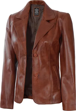 Blingsoul Leather Blazer Jacket Women - Leather Coats for Women