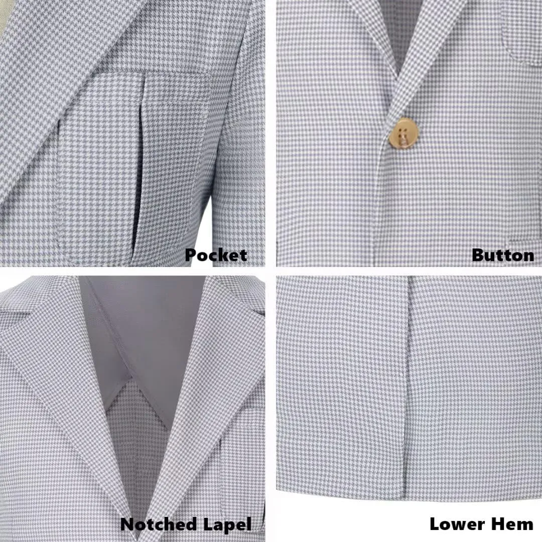 Boy Suit Plaid Blazer 2 Button Coat Stylish Cute Stretch Fabric Notched Lapel Formal Ring Bearer Wedding Homecoming