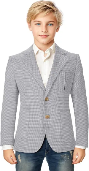 Boy Suit Plaid Blazer 2 Button Coat Stylish Cute Stretch Fabric Notched Lapel Formal Ring Bearer Wedding Homecoming