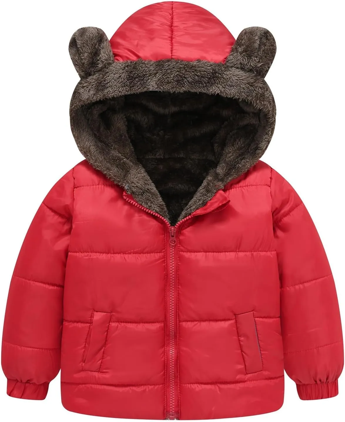 Boys And Girls Middle Children Solid Color Ears Cute Pocket Short Cotton Padded Children's Coat Coat 5t