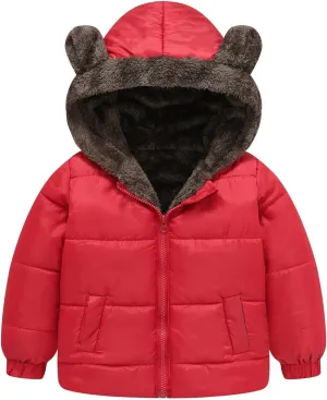 Boys And Girls Middle Children Solid Color Ears Cute Pocket Short Cotton Padded Children's Coat Coat 5t