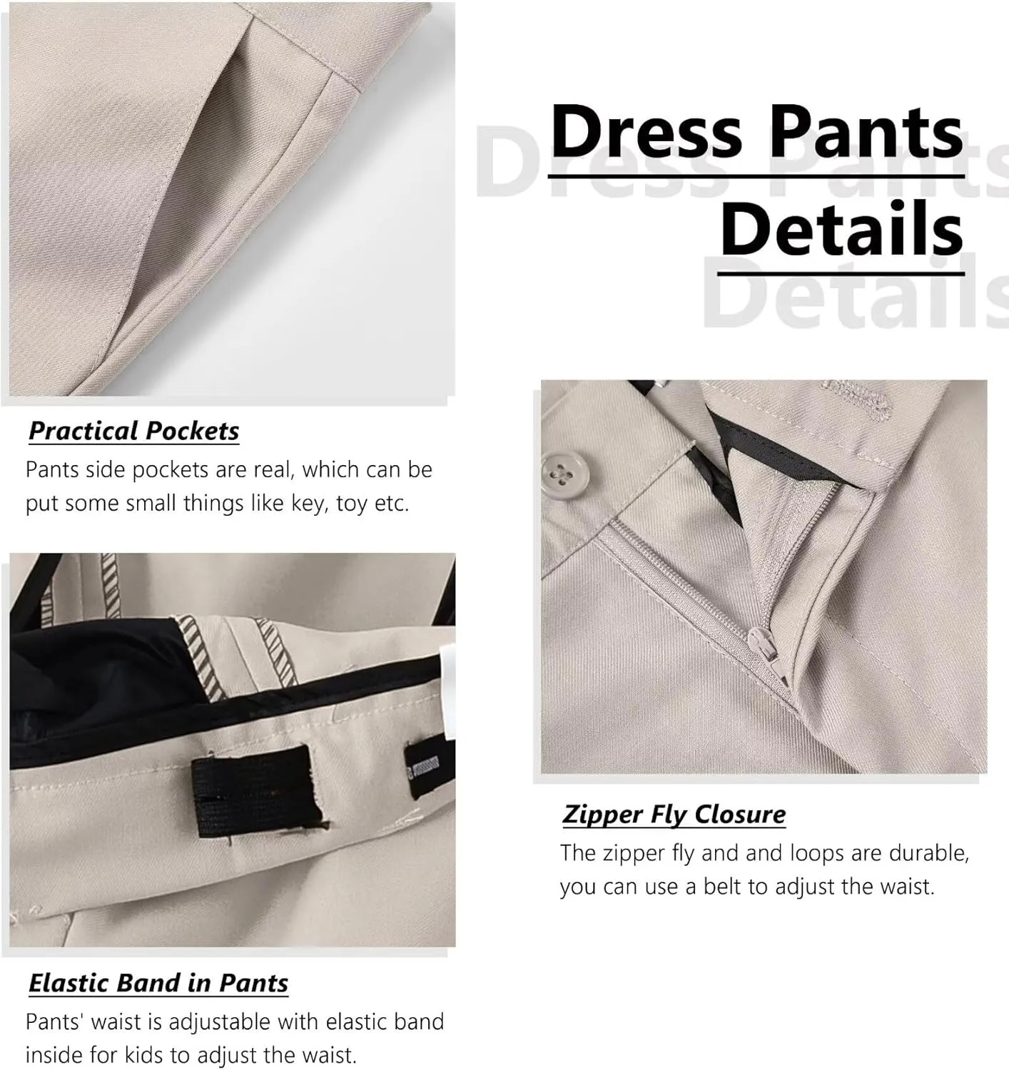 Boys Suit Formal Dress Pants Vest Suit Set for Boys Wedding Outfits with Dress Shirt Tie and Pocket Square