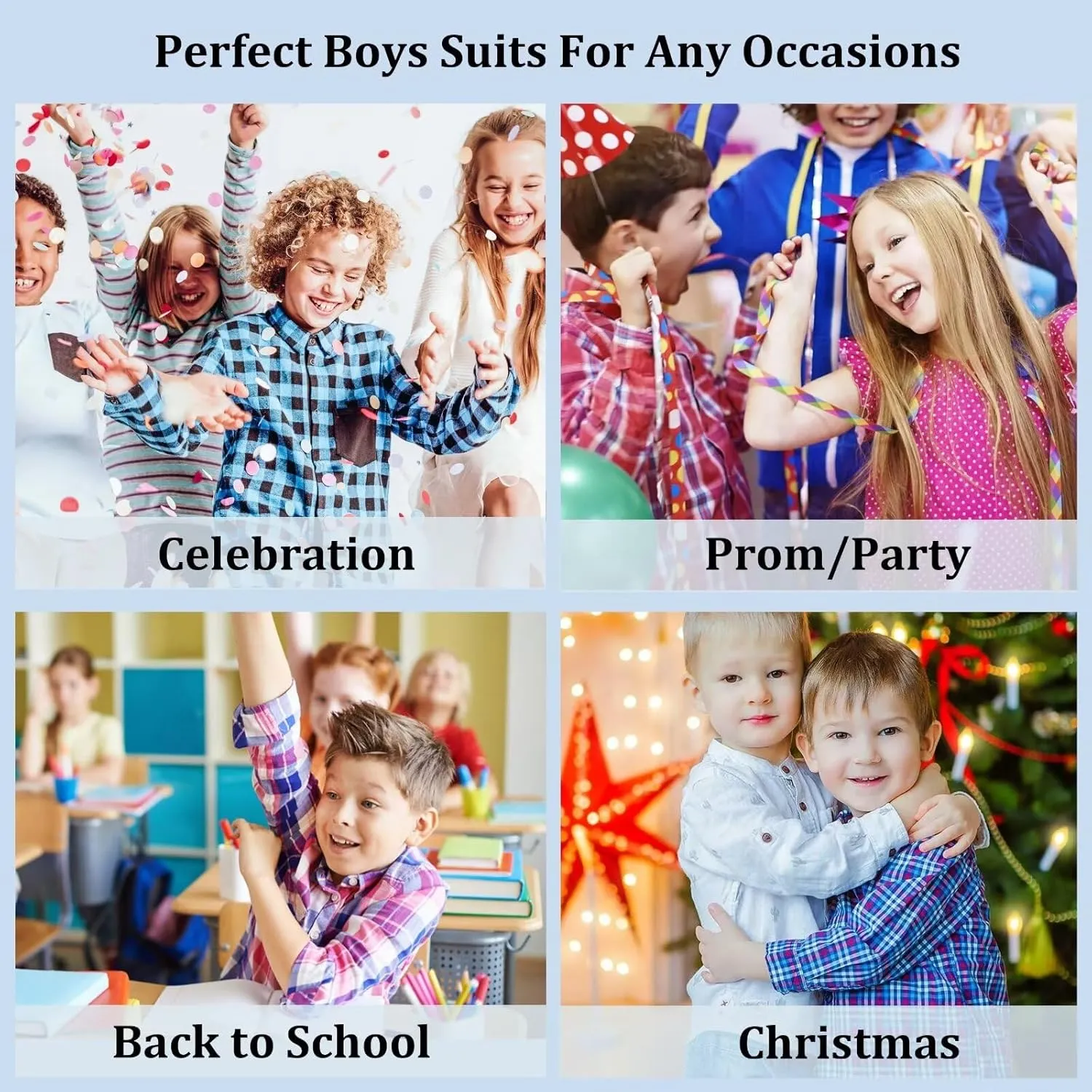 Boys' Suit Kids Formal Tuxedo Suits for Boys Wedding Outfits Dress Vest Pants Suspenders Set Adjustable Waist