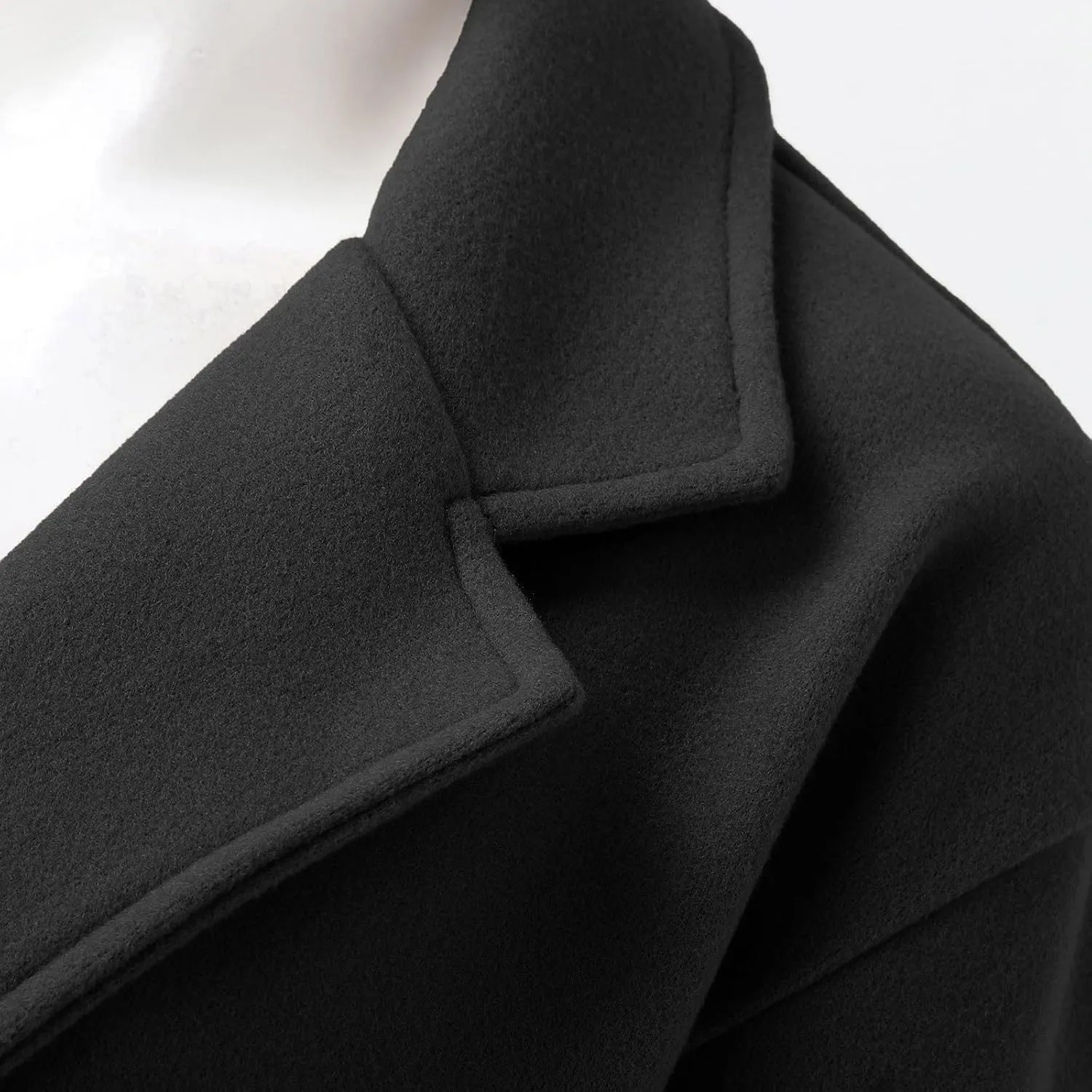 BTDECLAR Women's Trench Coats 2024 Lapel Open Front Long Sleeve Peacoat Winter Warm Loose Fit Wool Blend Cardigan