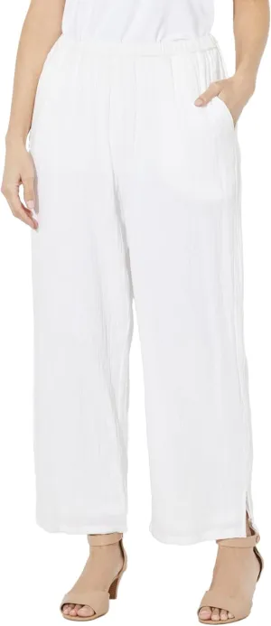 Catherines Women's Plus Size Anywear Pucker Cotton Wide Leg Pant