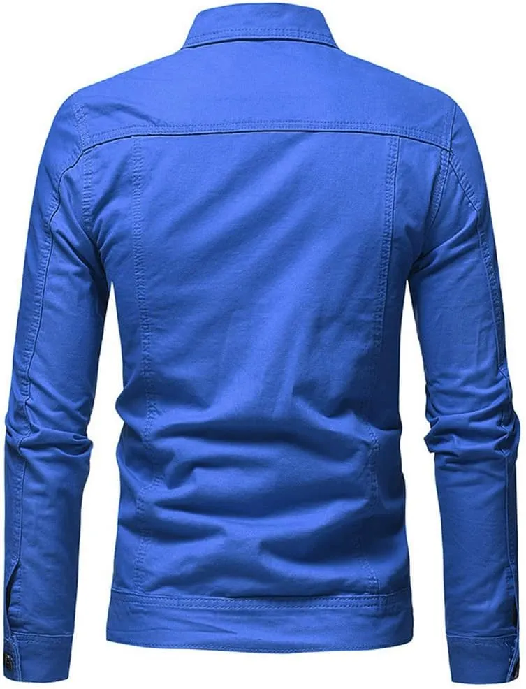 CHARTOU Men's Denim Jacket Casual Regular Fit Button Down Long Sleeve Jean Trucker Jacket