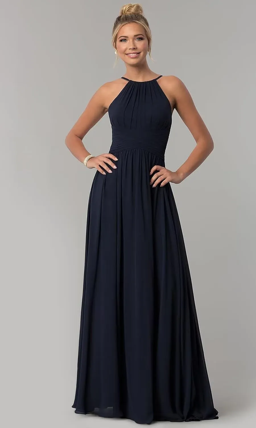 Chiffon Halter Bridesmaid Dresses for Wedding Long Spaghetti Straps A Line Formal Evening Prom Party Gown