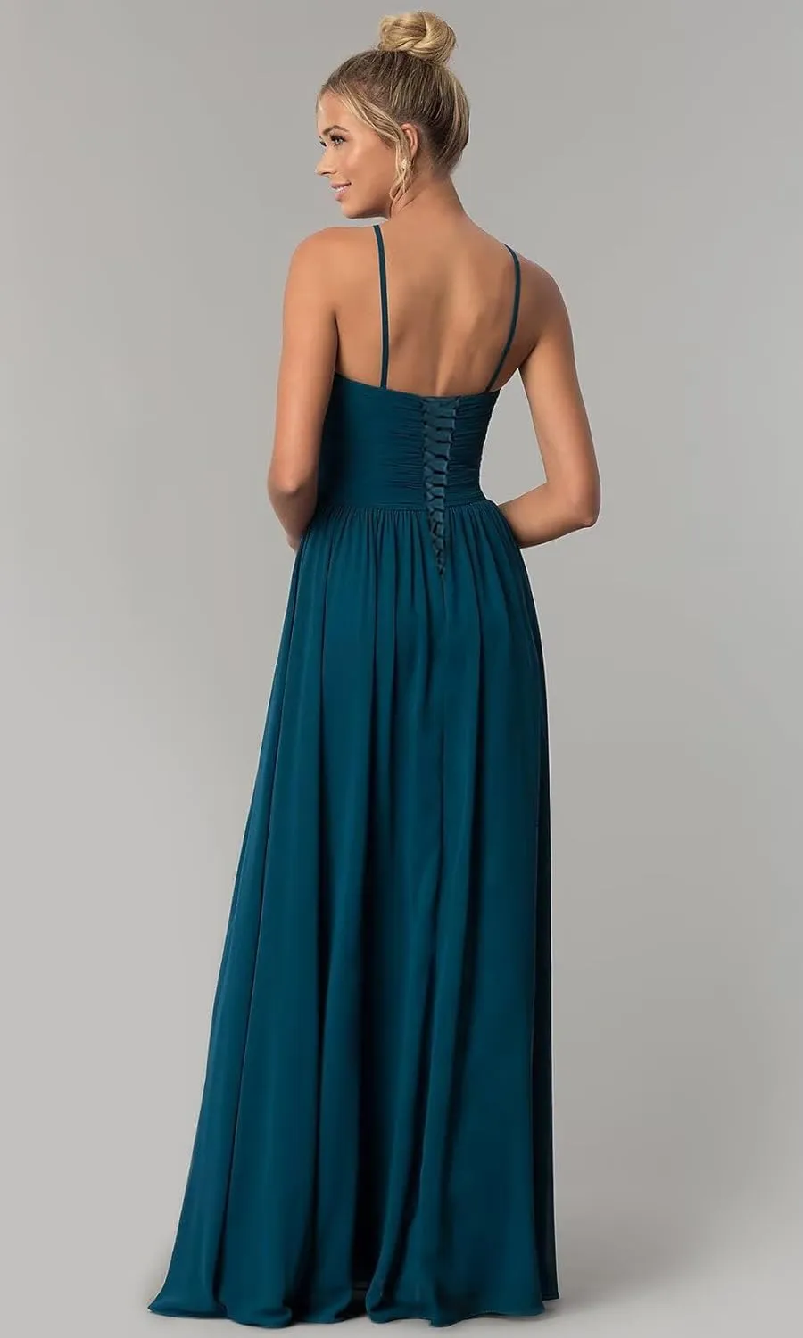 Chiffon Halter Bridesmaid Dresses for Wedding Long Spaghetti Straps A Line Formal Evening Prom Party Gown