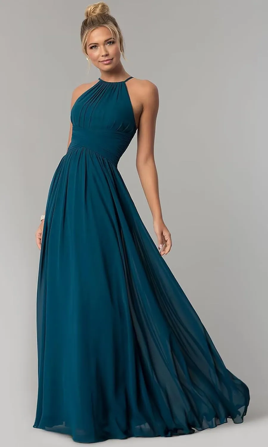 Chiffon Halter Bridesmaid Dresses for Wedding Long Spaghetti Straps A Line Formal Evening Prom Party Gown