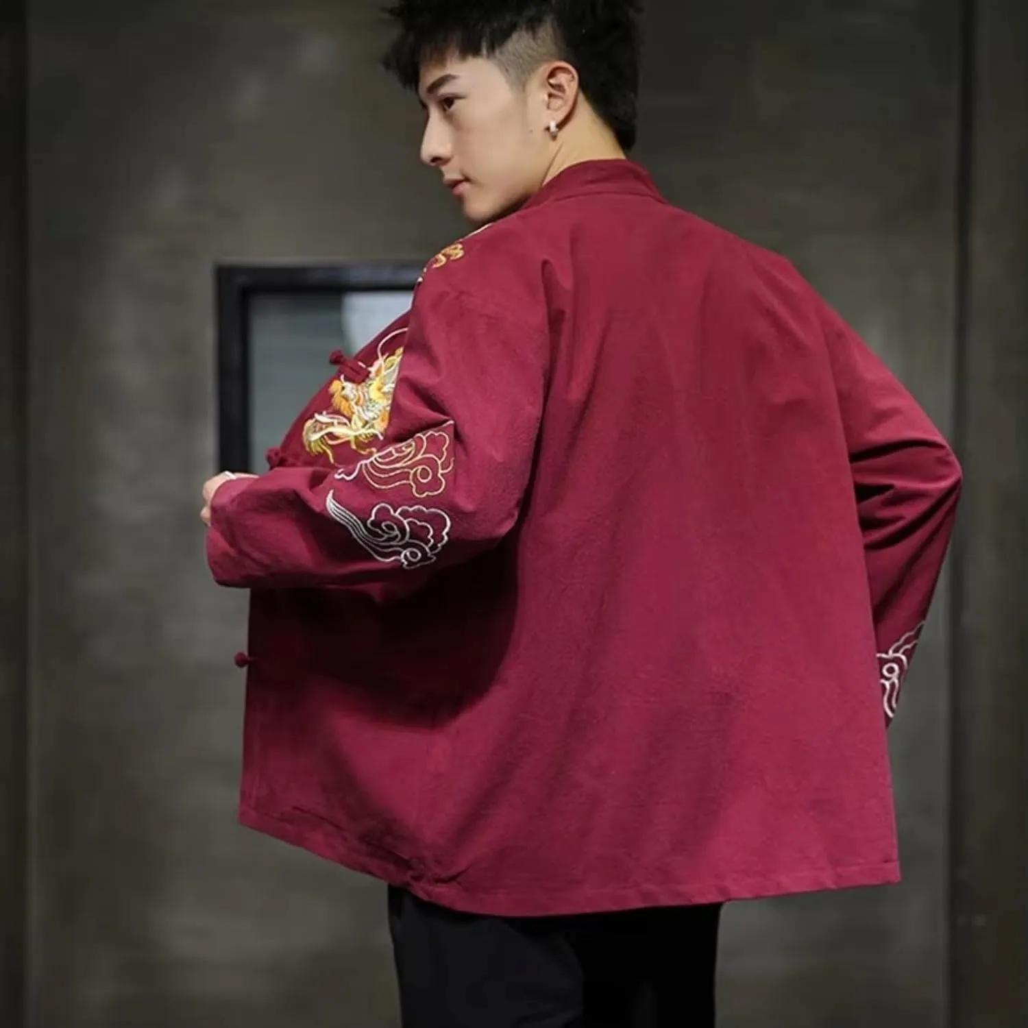 Chinese Embroidered Jacket Men Coat Korean Style Jackets For Men