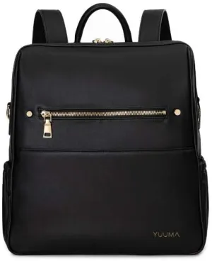 Collection Original Diaper Backpack - Vegan Leather Baby Bag - Gold Zipper - Multiple Pockets - Easy Clean Nylon Interior - Many Colors - Modern Diaper Bag (Onyx)