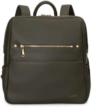 Collection Original Diaper Backpack - Vegan Leather Diaper Bag - Gold Zipper - Multiple Pockets - Easy Clean Nylon Interior - Many Colors - Modern Diaper Bag (Olive)