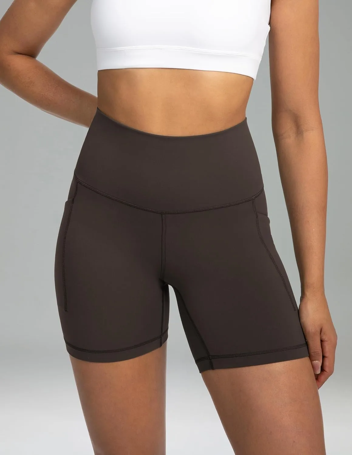 Colorfulkoala Women's Dreamlux Biker Shorts with Pockets 6" Inseam High Waisted Workout Gym Yoga Shorts