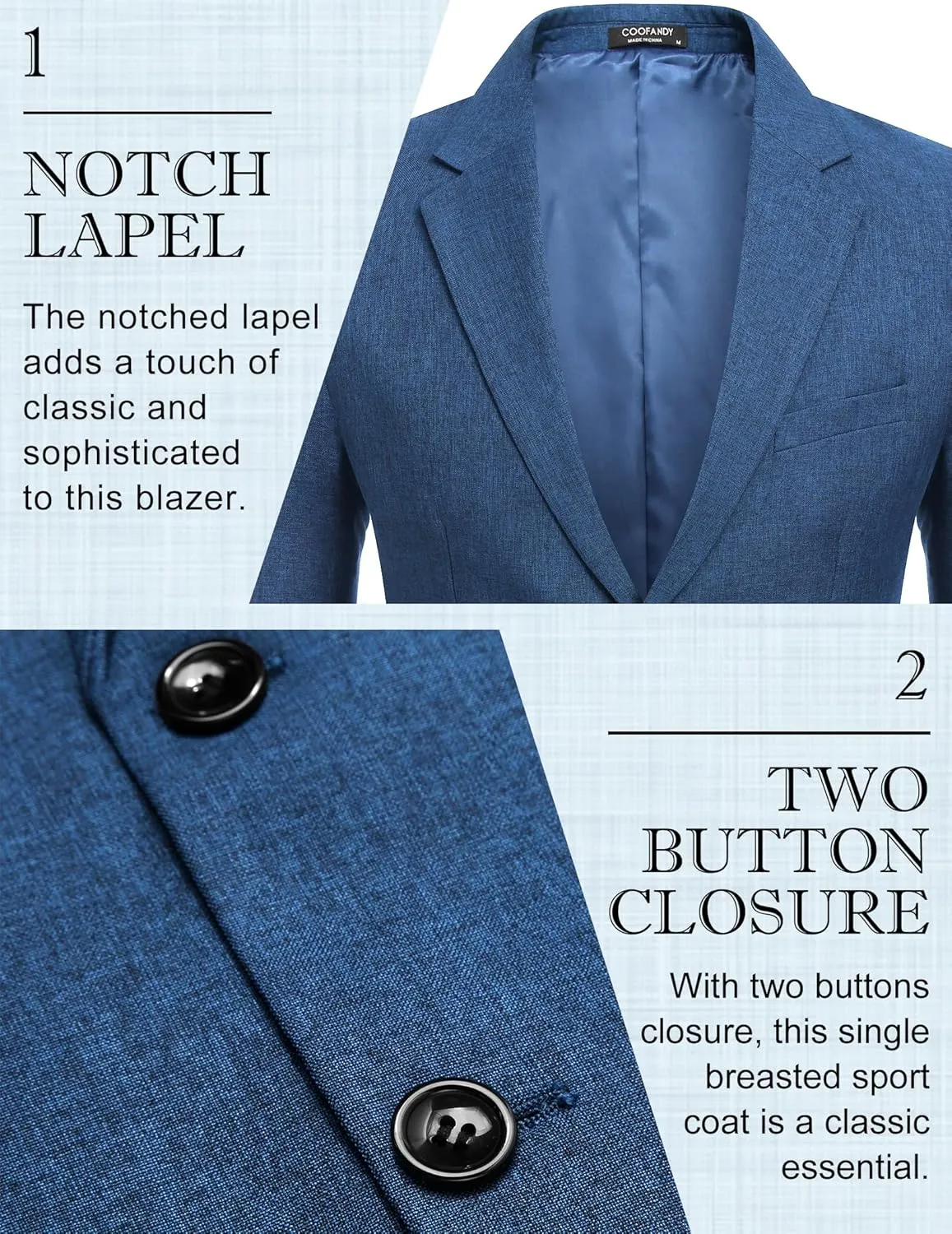 COOFANDY Men's Blazer Casual Slim Fit Sport Coats Two Button Lightweight Suit Jacket