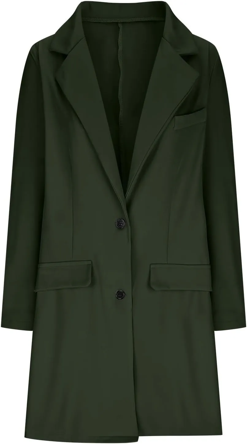 cooki Trench Coat Women 2024 Casual Winter Coats Lapel Cardigan Pea Coats Warm Overcoats Fall Long Blazer Jackets