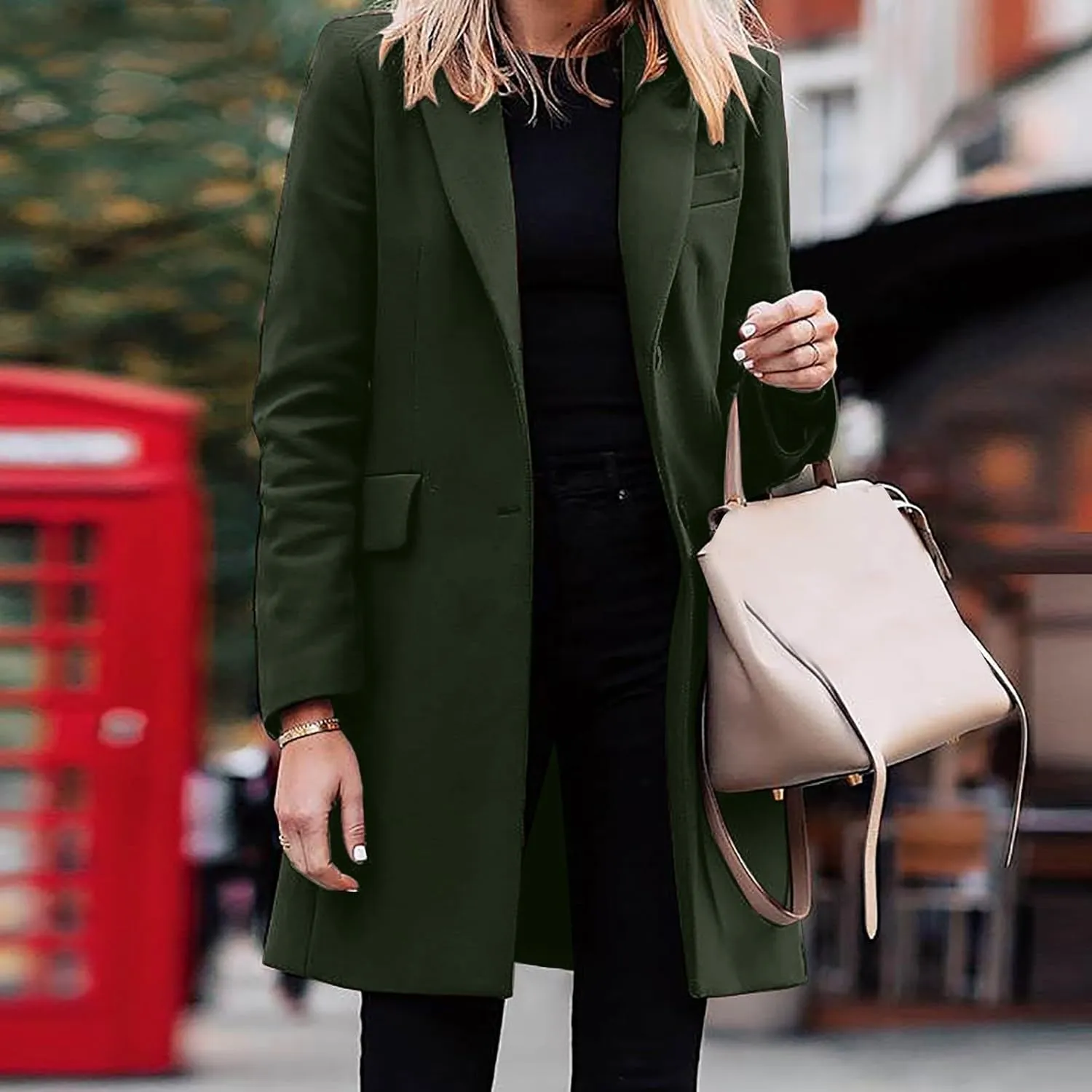 cooki Trench Coat Women 2024 Casual Winter Coats Lapel Cardigan Pea Coats Warm Overcoats Fall Long Blazer Jackets