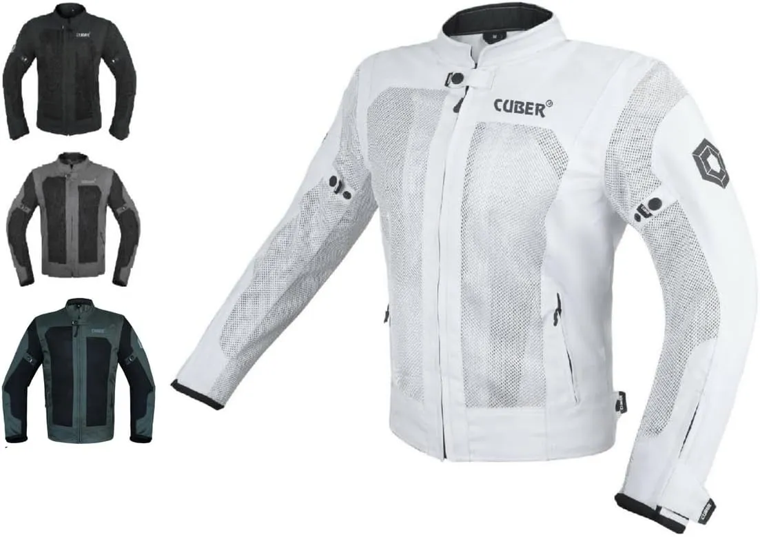 CUBER MOTORCYCLE BREATHABLE MESH JACKET MENS WITH CE ARMOR BIKERS RACING GEAR, SUMMER MOTORBIKE PROTECTIVE JACKET