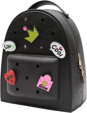 Cute Silicone Jelly Mini Backpack (2 Sizes) for Women Boys & Girls, Water-Resistant Lightweight Bag for Pool, Beach, Gym, Customizable Charms, Easy Clean (Black, Large)