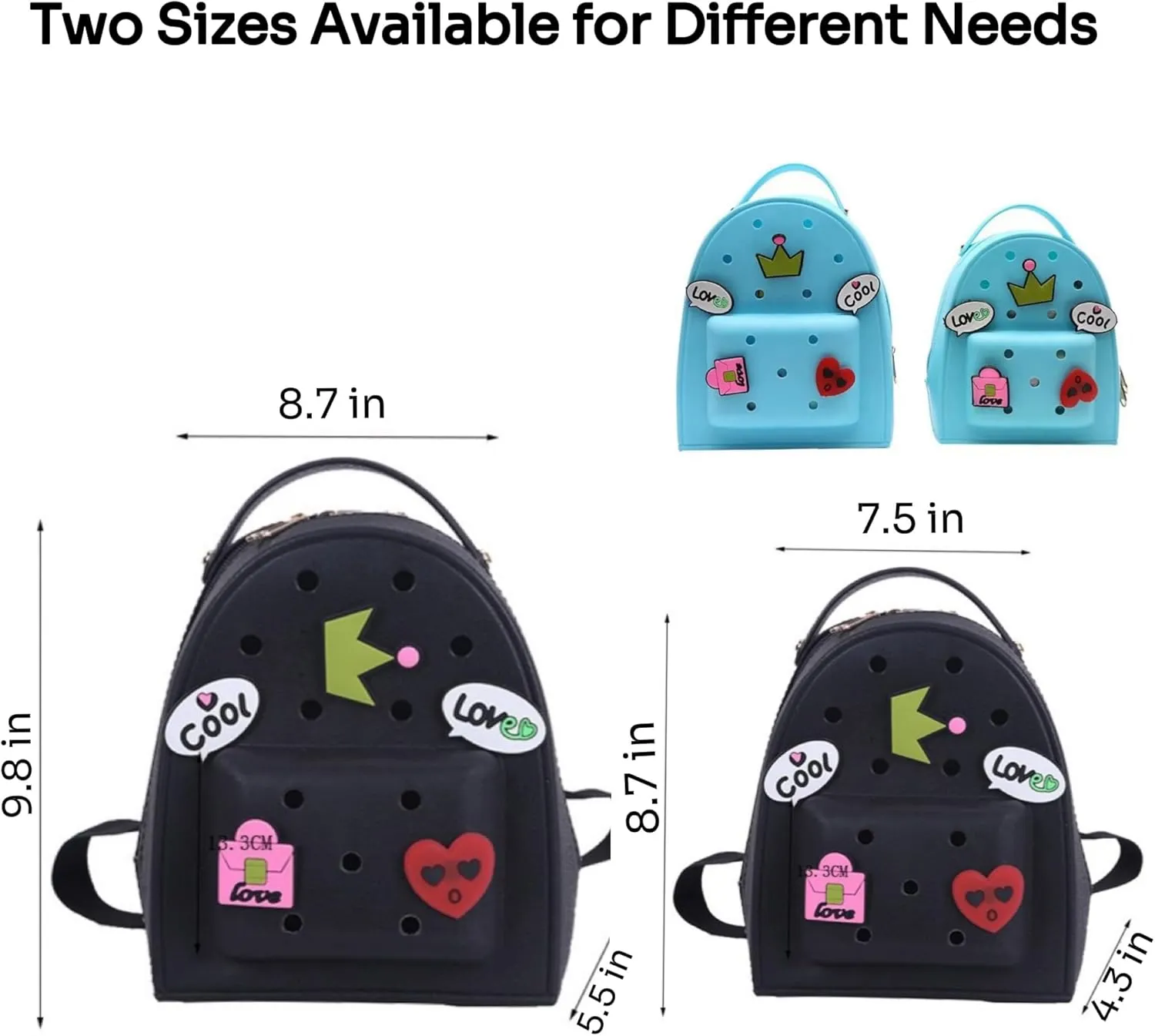 Cute Silicone Jelly Mini Backpack (2 Sizes) for Women Boys & Girls, Water-Resistant Lightweight Bag for Pool, Beach, Gym, Customizable Charms, Easy Clean (Coral, Large)