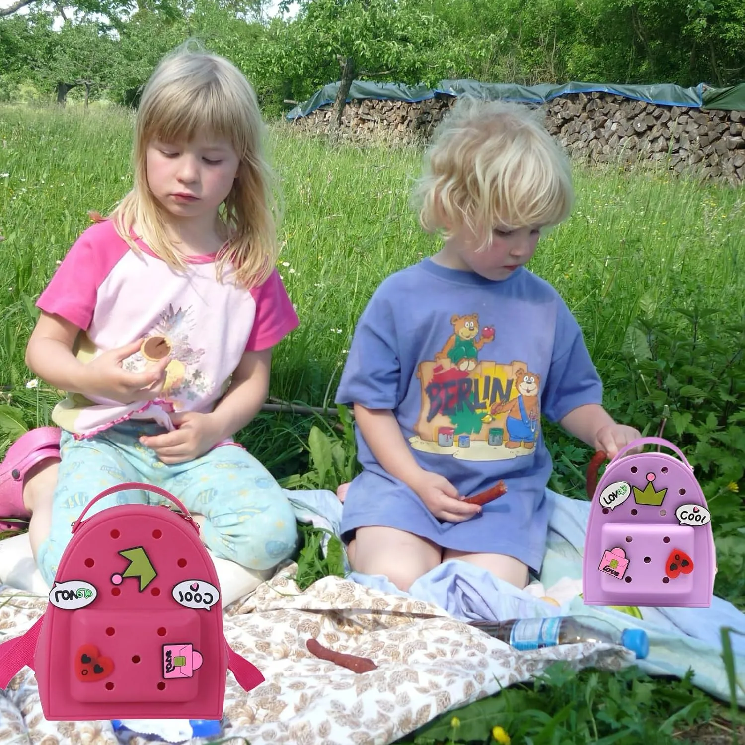 Cute Silicone Jelly Mini Backpack (2 Sizes) for Women Boys & Girls, Water-Resistant Lightweight Bag for Pool, Beach, Gym, Customizable Charms, Easy Clean (Lavender, Large)