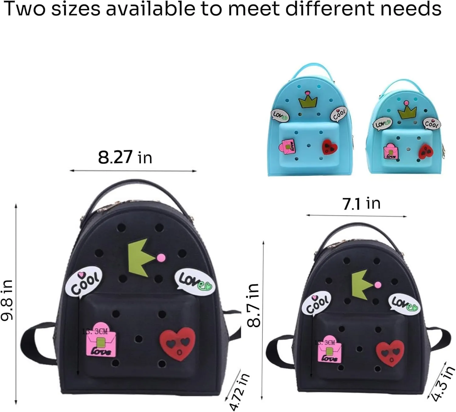 Cute Silicone Jelly Mini Backpack (2 Sizes) for Women Boys & Girls, Water-Resistant Lightweight Bag for Pool, Beach, Gym, Customizable Charms, Easy Clean (Lavender, Large)