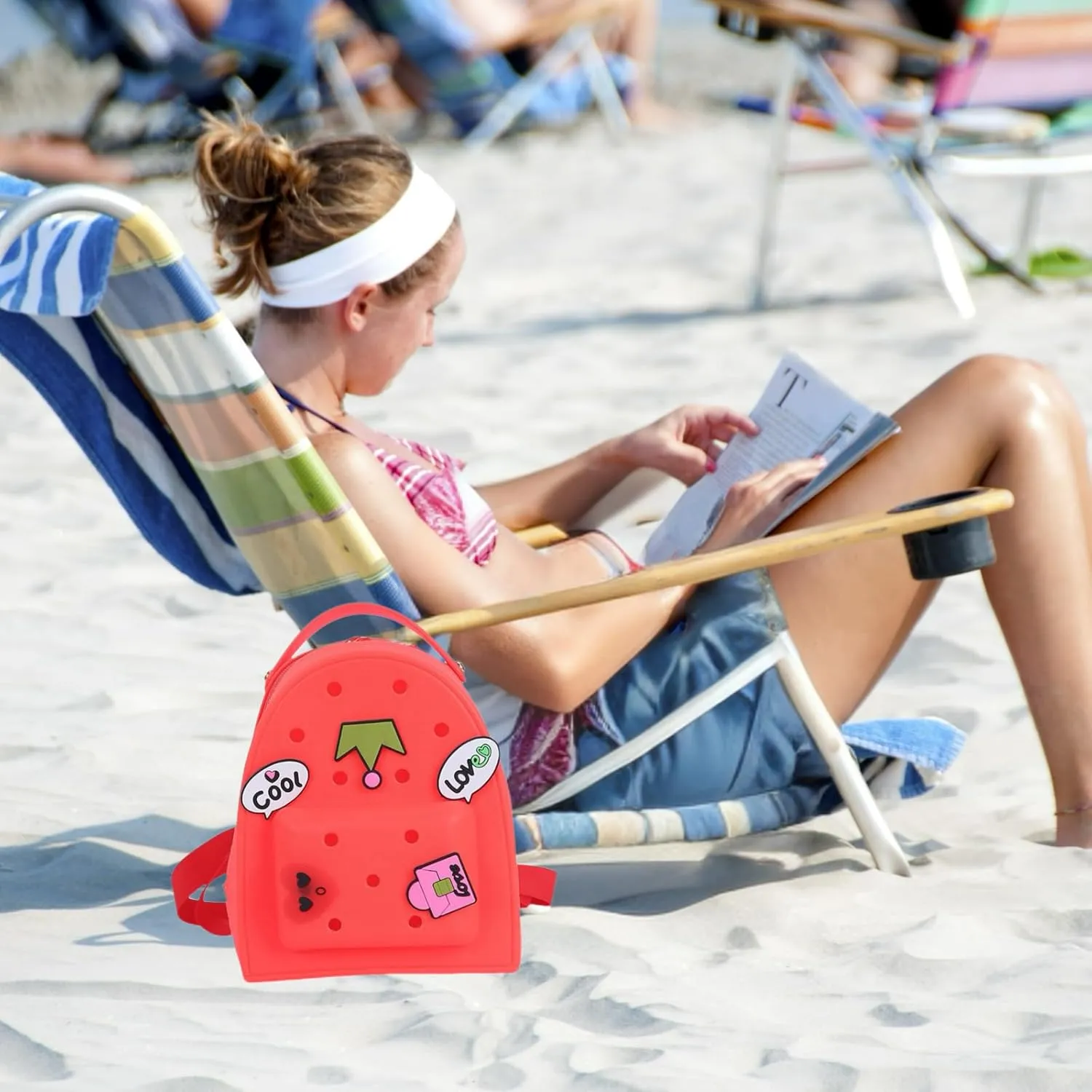Cute Silicone Jelly Mini Backpack (2 Sizes) for Women Boys & Girls, Water-Resistant Lightweight Bag for Pool, Beach, Gym, Customizable Charms, Easy Clean (Lavender, Large)