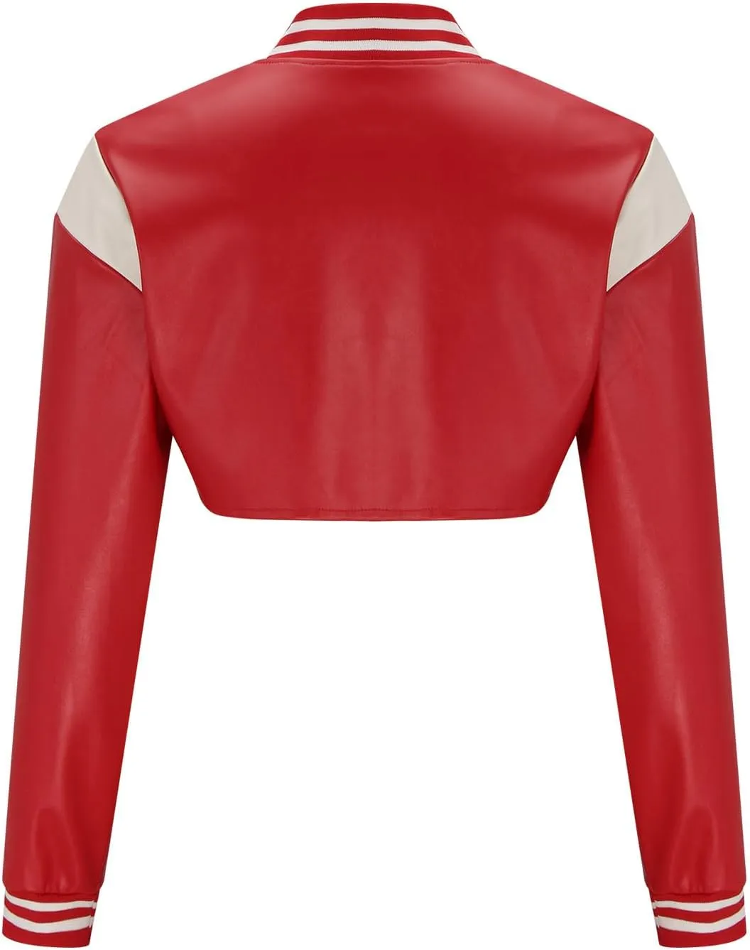 Dademeo Women's Bomber Jackets Leather Button Casual Cropped Baseball Jacket Fashion Motorcycle Jacket Short Varsity Outwear